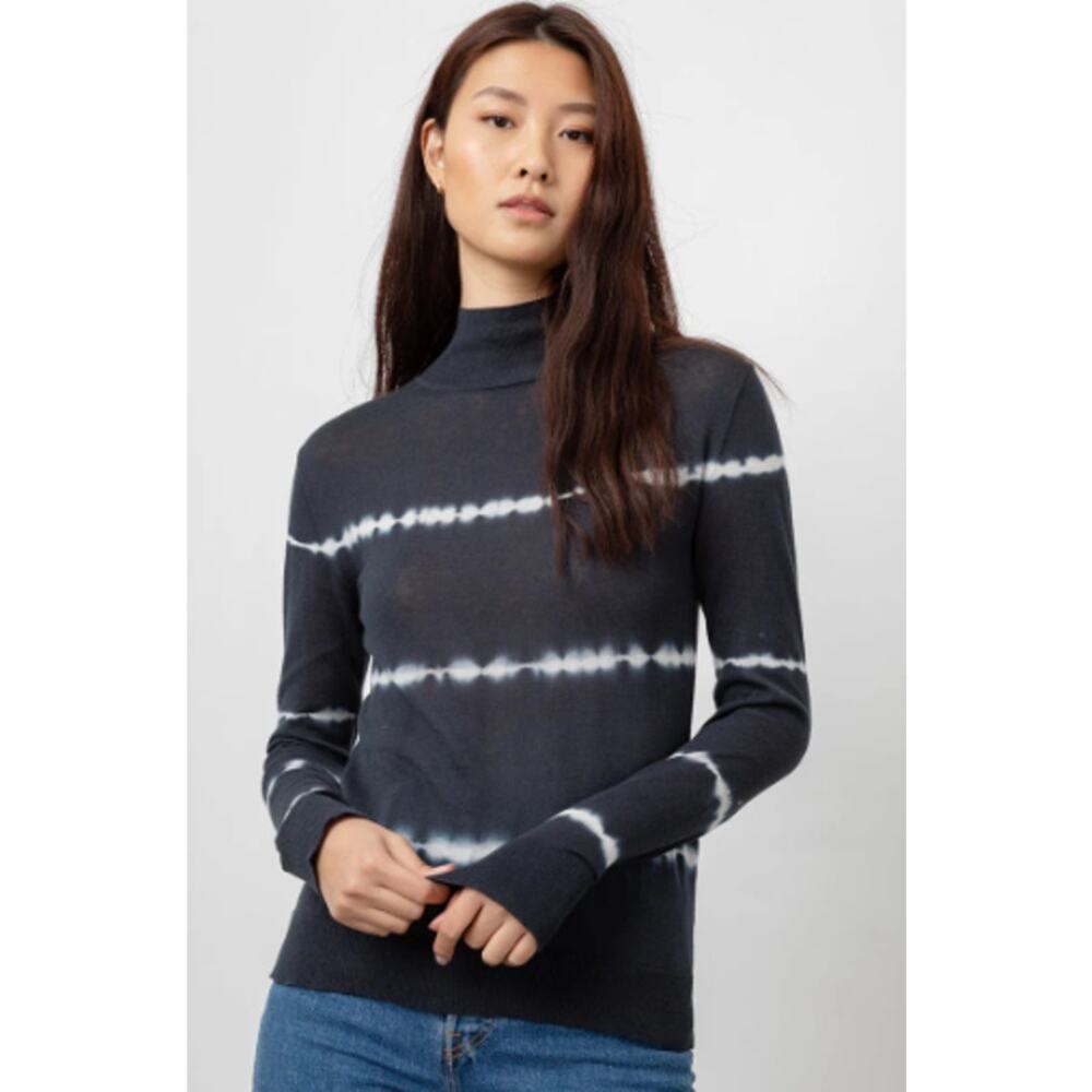 Rails‎ Blouse Top Iris Tie Dye Mock Neck Knit Midnight White Size Small